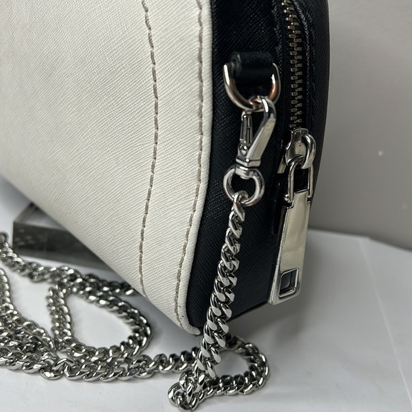 Marc Jacobs Playback Gray Black White Leather Crossbody Zip Shoulder Bag - Picture 4 of 11